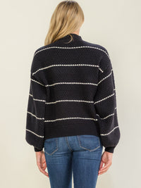WOMEN'S LONG SLEEVE STRIPES PULLOVER SWEATER