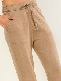 WOMEN'S ELASTIC WAIST FRONT POCKETS JOGGER LEG PANTS