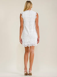 JUST ME WOMEN'S SLEEVELESS CROCHET MINI DRESS