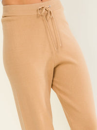 WOMEN'S ELASTIC WAIST SELF TIE JOGGER LEG PANTS