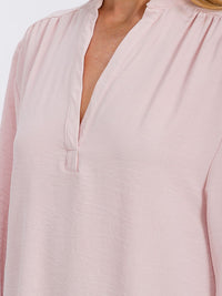 WOMEN'S 3/4 SLEEVE V-NECK HIGH-LOW BLOUSE