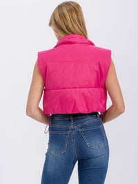 WOMEN'S SLEEVELESS ZIPPER CLOSURE PATCH PUFFER VEST