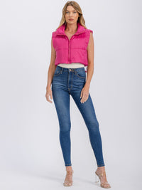 WOMEN'S SLEEVELESS ZIPPER CLOSURE PUFFER VEST