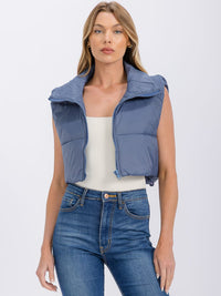 WOMEN'S SLEEVELESS ZIPPER CLOSURE PUFFER VEST