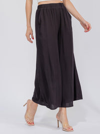 WOMEN'S ELASTIC WAIST FRONT POCKETS WIDE LEG PANTS