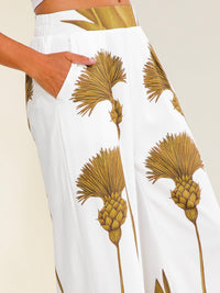 WOMEN'S ELASTIC WAIST FRONT POCKETS WIDE LEG MULTI PRINT PANTS