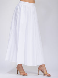 WOMEN'S ELASTIC WAIST FRONT POCKETS MAXI SKIRT