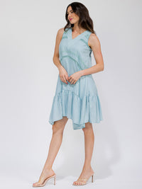 WOMEN'S SLEEVELESS V-NECK HIGH-LOW MIDI DRESS