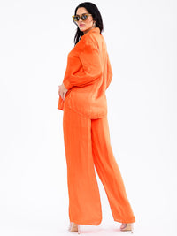 WOMEN'S ELASTIC WAIST FRONT POCKETS WIDE LEG PANTS