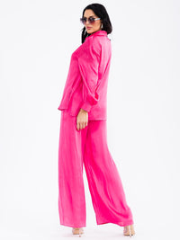 WOMEN'S ELASTIC WAIST FRONT POCKETS WIDE LEG PANTS