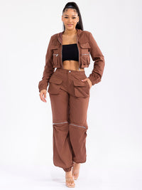 WOMEN'S LONG SLEEVE JACKET & BUTTON CLOSURE PANTS 2PC. SET