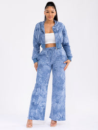 WOMEN'S LONG SLEEVE HOODED JACKET & ELASTIC WAIST PANTS TIE DYE 2PC. SET
