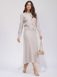 WOMEN'S LONG SLEEVE SWEATER & ELASTIC WAIST MAXI SKIRT 2PC. SET