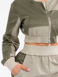 WOMEN'S LONG SLEEVE JACKET & ELASTIC WAIST PANTS COLORBLOCK 2PC. SET