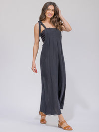 WOMEN'S SLEEVELESS FRONT POCKETS WIDE LEG JUMPSUIT
