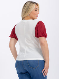 PLUS SIZE SHORT SLEEVE COLORBLOCK BLOUSE
