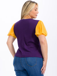PLUS SIZE SHORT SLEEVE COLORBLOCK BLOUSE