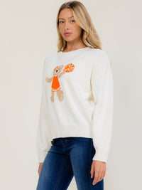 WOMEN'S LONG SLEEVE PRINT PULLOVER KNIT SWEATER