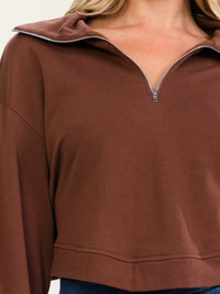 WOMEN'S LONG SLEEVE ZIP UP OPEN BACK PULLOVER SWEATER