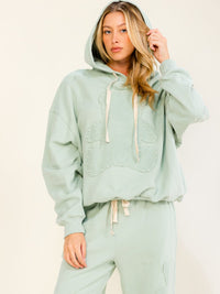 WOMEN'S LONG SLEEVE HOODED SWEATER & ELASTIC WAIST JOGGER LEG PANTS TEDDY BEAR 2PC. SET