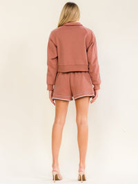 WOMEN'S LONG SLEEVE PULLOVER SWEATER & ELASTIC WAIST MINI SHORTS 2PC. SET