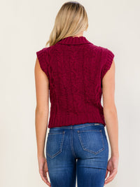 WOMEN'S SLEEVELESS BUTTON UP KNIT SWEATER TOP