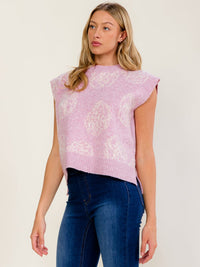 WOMEN'S SLEEVELESS PRINT SWEATER BLOUSE