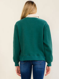 WOMEN'S LONG SLEEVE BUTTON CLOSURE COLORBLOCK THANKFUL PULLOVER SWEATER