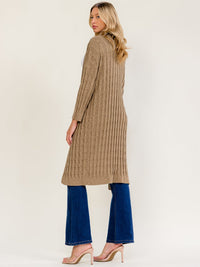 WOMEN'S LONG SLEEVE OPEN FRONT RIBBED CARDIGAN