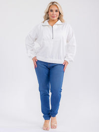 PLUS SIZE LONG SLEEVE ZIP UP PULLOVER SWEATER