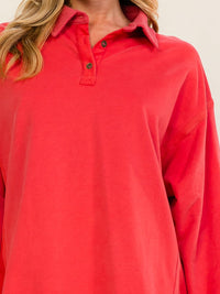 WOMEN'S LONG SLEEVE BUTTON UP OVERSIZED TOP