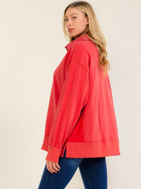 WOMEN'S LONG SLEEVE BUTTON UP OVERSIZED TOP