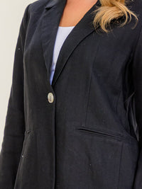 WOMEN'S LONG SLEEVE BUTTON CLOSURE FRONT POCKETS BLAZER