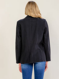 WOMEN'S LONG SLEEVE BUTTON CLOSURE FRONT POCKETS BLAZER
