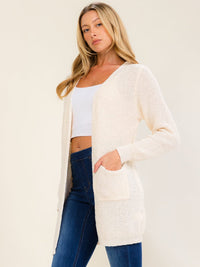 WOMEN'S LONG SLEEVE OPEN FRONT POCKETS KNIT CARDIGAN