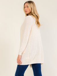 WOMEN'S LONG SLEEVE OPEN FRONT POCKETS KNIT CARDIGAN