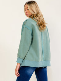 WOMEN'S LONG SLEEVE V-NECK BUTTON CLOSURE OVERSIZED PULLOVER SWEATER