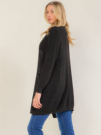 WOMEN'S LONG SLEEVE OPEN FRONT POCKETS KNIT CARDIGAN