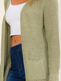 WOMEN'S LONG SLEEVE OPEN FRONT POCKETS KNIT CARDIGAN