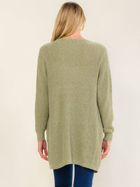 WOMEN'S LONG SLEEVE OPEN FRONT POCKETS KNIT CARDIGAN