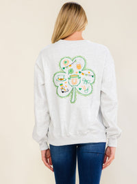 WOMEN'S LONG SLEEVE CLOVER STITCHED GRAPHIC PULLOVER SWEATER