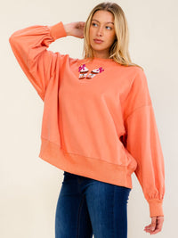 WOMEN'S LONG SLEEVE GRAPHIC PULLOVER SWEATER