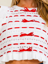 WOMEN'S SLEEVELESS CROCHET BOWS DETAILED BLOUSE