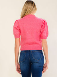 WOMEN'S SHORT PUFF SLEEVE BABE SWEATER BLOUSE