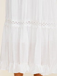 WOMEN'S ELASTIC WAIST TIERED CROCHET MAXI SKIRT