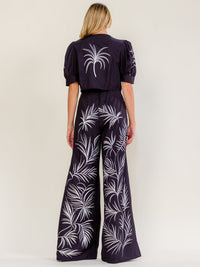 WOMEN'S SHORT SLEEVE BLOUSE & ZIP UP WIDE LEG PANTS MULTI PRINT 2PC. SET