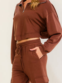 WOMEN'S LONG SLEEVE OPEN BACK SWEATER & ELASTIC WAIST JOGGER PANTS 2PC. SET