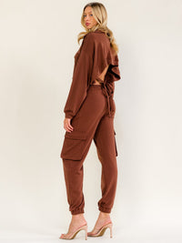 WOMEN'S LONG SLEEVE OPEN BACK SWEATER & ELASTIC WAIST JOGGER PANTS 2PC. SET