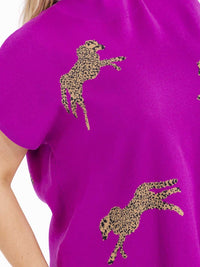 PLUS SIZE SHORT SLEEVE MOCK NECK GRAPHIC TOP