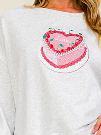 WOMEN'S LONG SLEEVE HEART LOVE GRAPHIC PULLOVER SWEATER